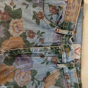 80s vintage High waisted floral denim jeans